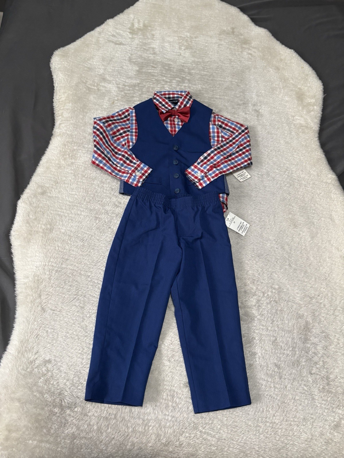 Nautica Kids 3T 4 Piece Outfit Shirt Pants Best Bow NWT