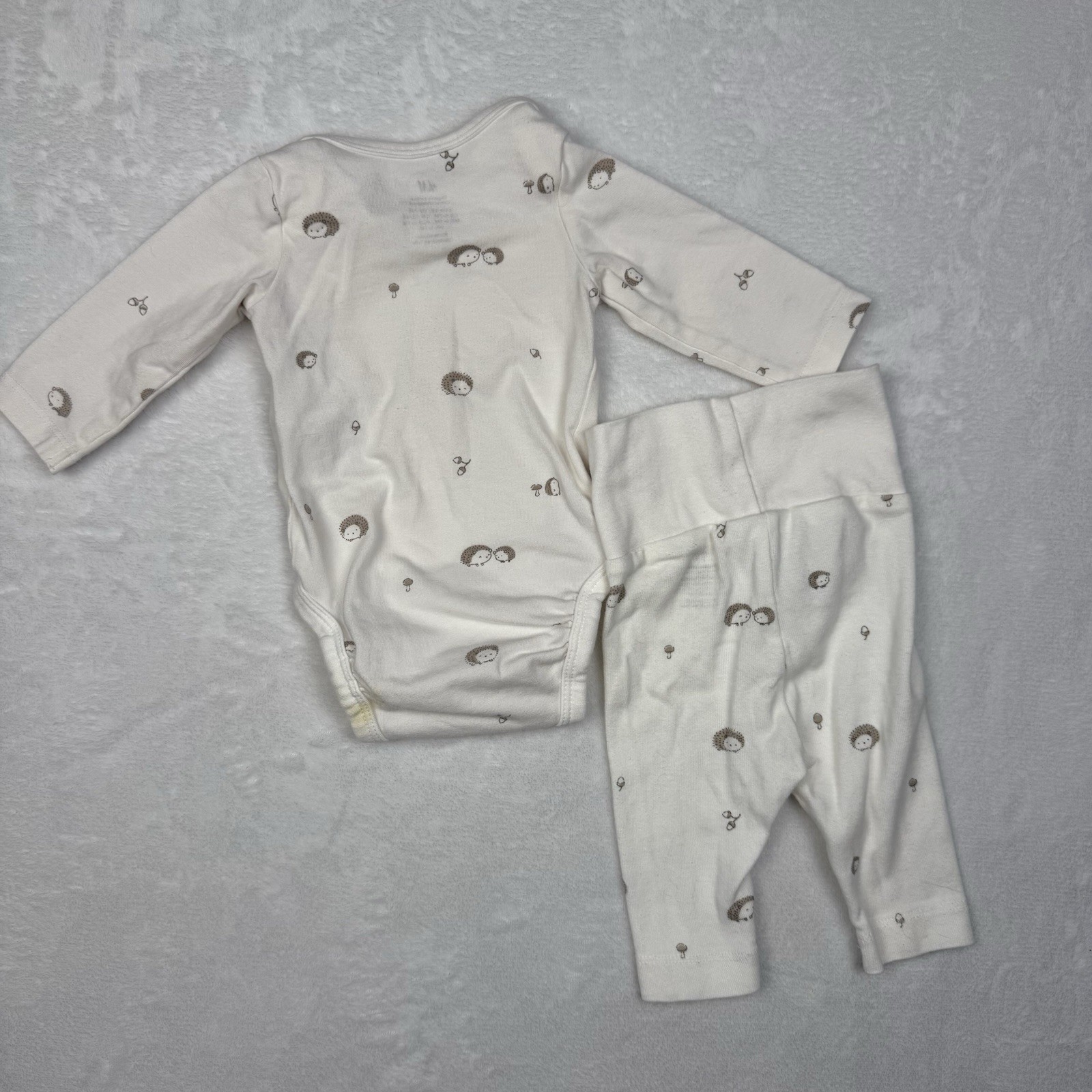 H&M 2 piece Matching Bodysuits And Pants Preemie Bundle Of 3 Sets Hedgehog Heart