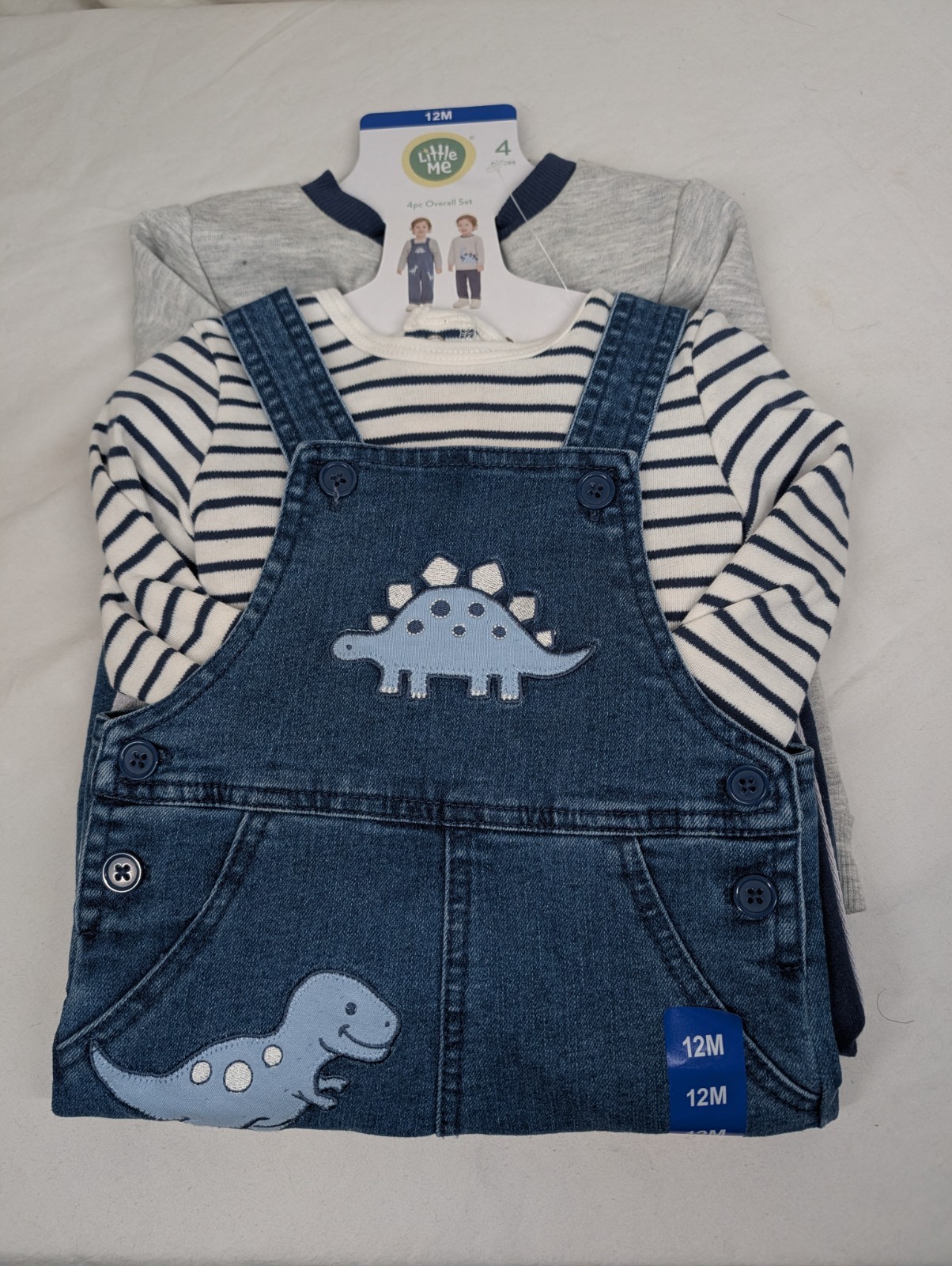 Little Me Boys Girls Coverall Set Blue 4-Piece 12M – 12 Months