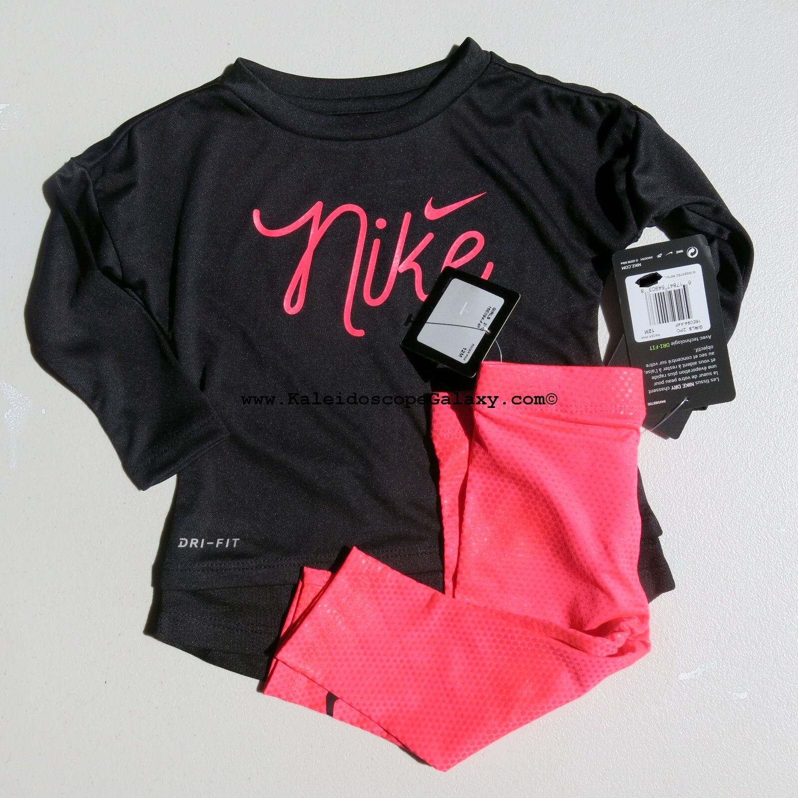 Nike Girls 12 Months Winter Leggings & Top Black Pink Fall Spring