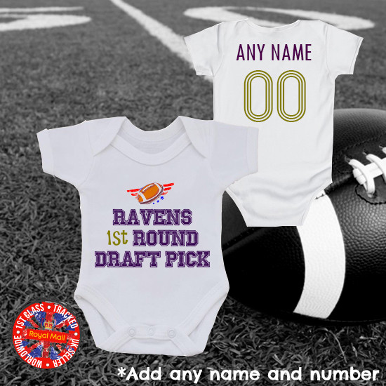 Ravens Baby Grow Vest, Personalised USA America