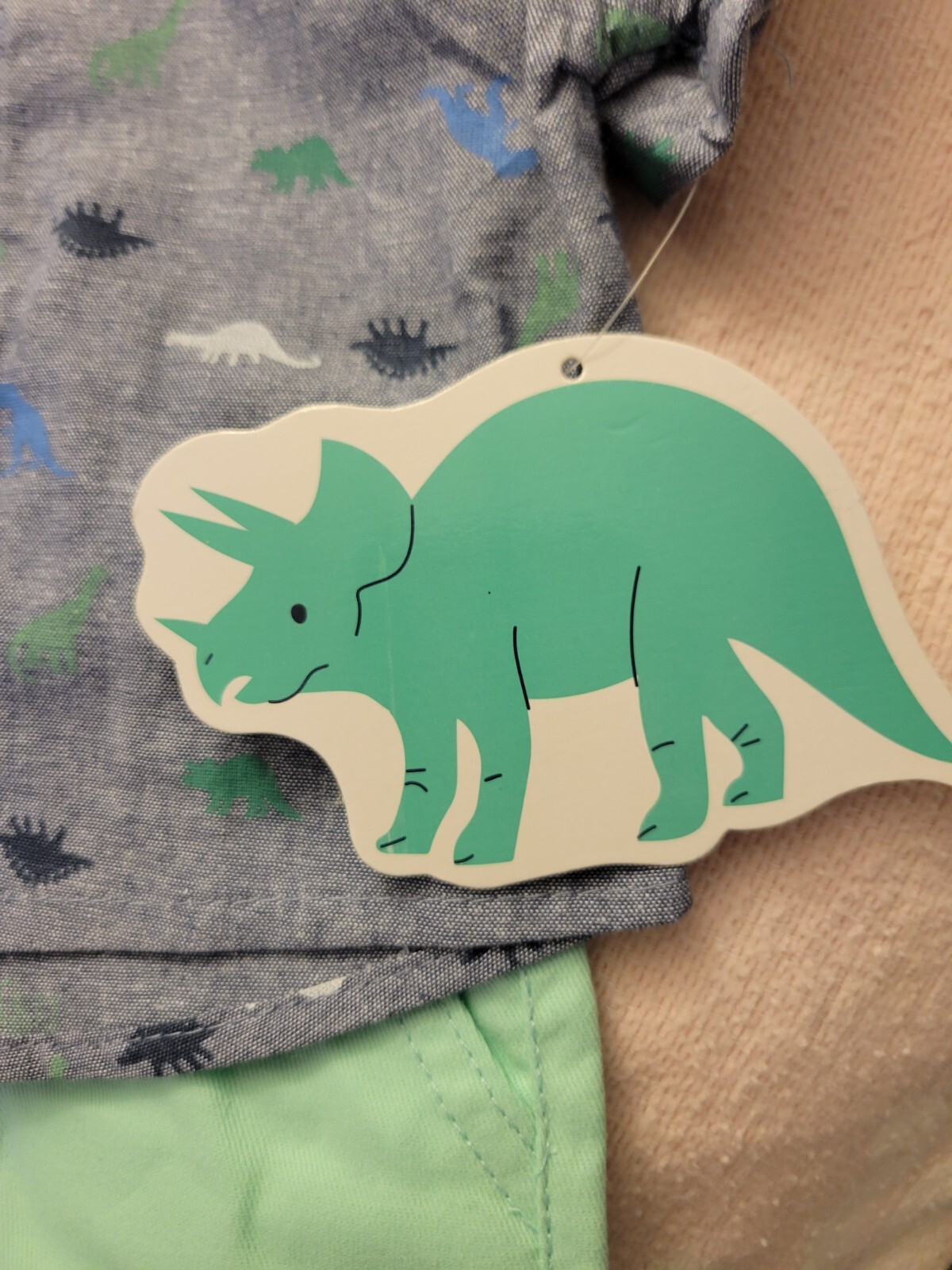Little Beginnings 6-9M Boys 2 Piece Dinosaur Button Collared Shirt & Shorts