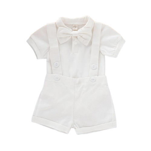 Newborn Baby Boy Bowtie Romper & Suspender Pants 2PCS Summer Outfit