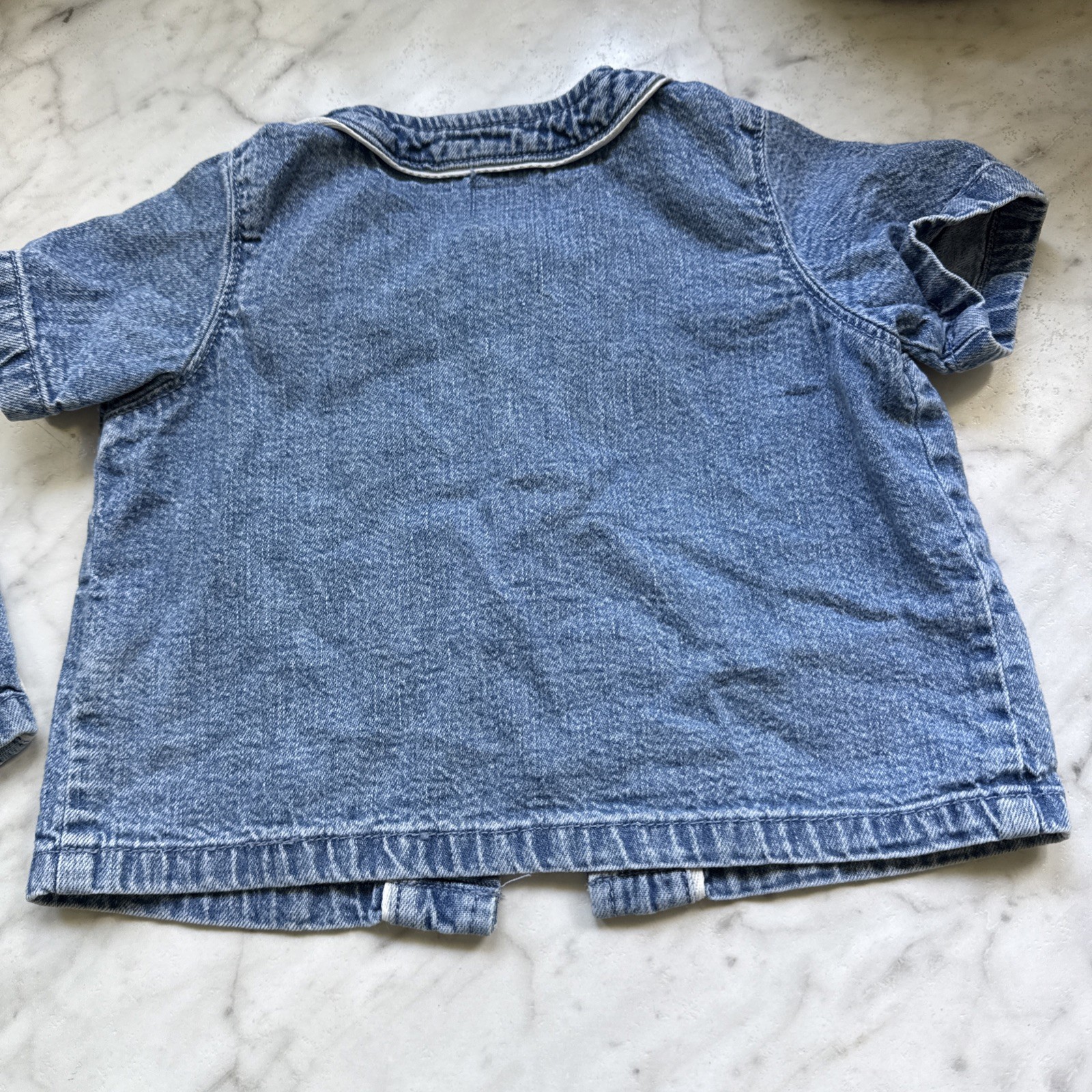VTG Gap 3-6 Month Jean Shirt and Shorts Set Outfit Baby Boy Girl Blue Denim Bear