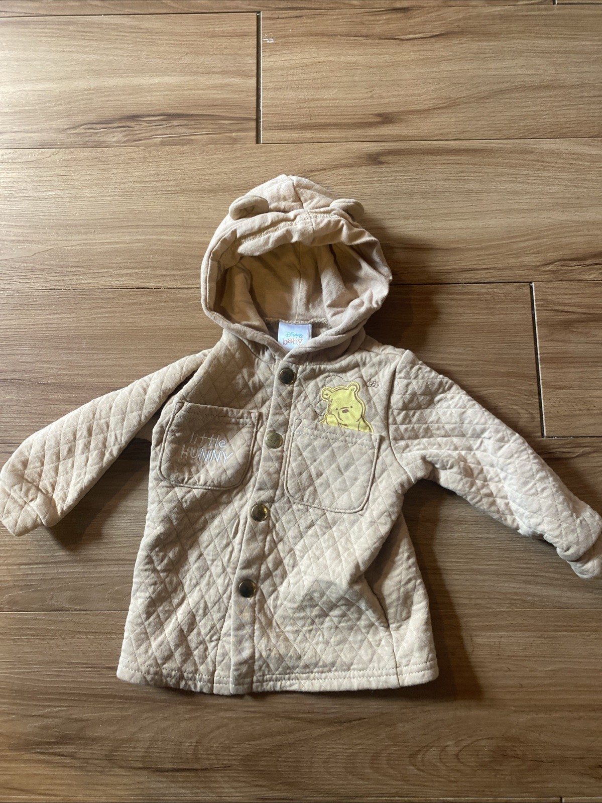 Disney Winnie The Pooh Hood Quilted Button Up Jacket 18 Months Baby Toddler 18M