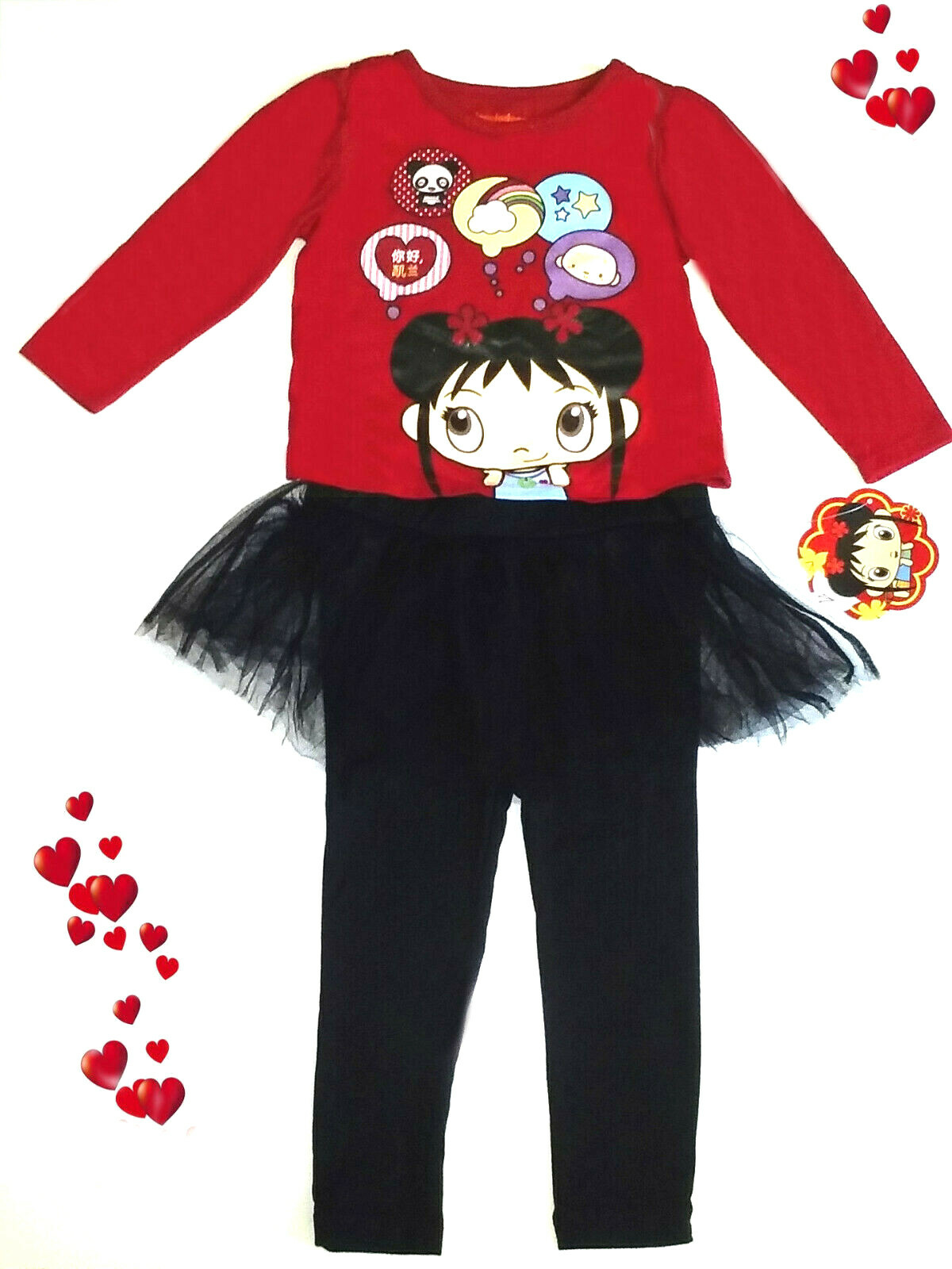 NI HAO KAI LAN ~GLITTER TOP & TUTU LEGGINGS SET~ TODDLER SZ 3T
