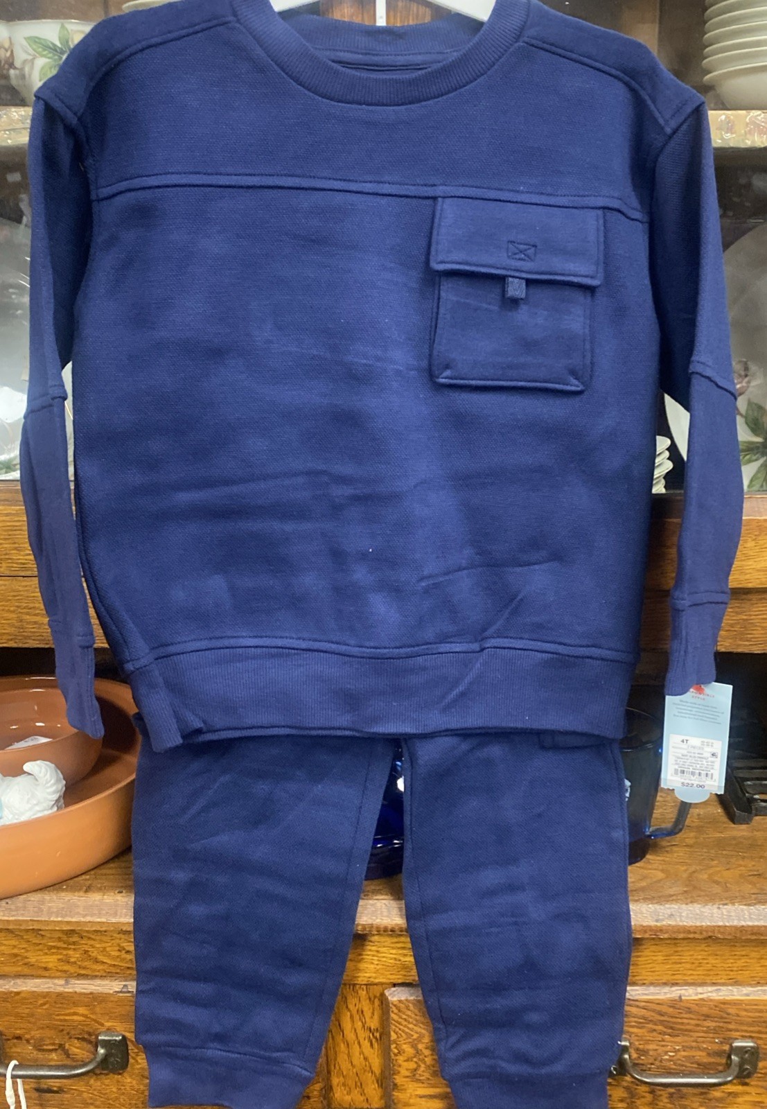 Cat & Jack 3T Toddler Boys Pocket Crewneck Sweat Shirt & Jogger Sweatsuit Set