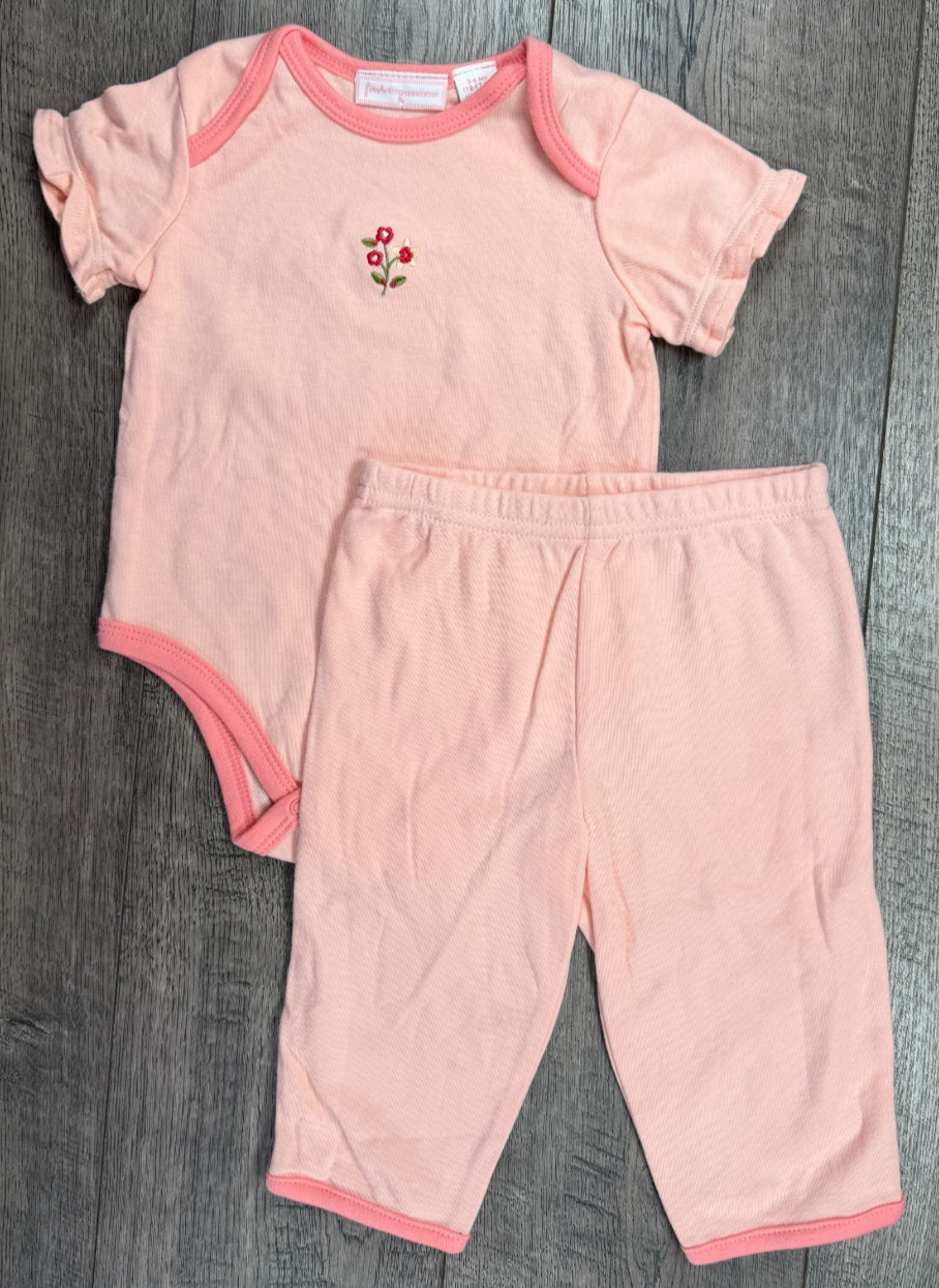 Baby Girl Clothes Nwot First Impressions 3-6 Month 2pc Peach Rose Outfit