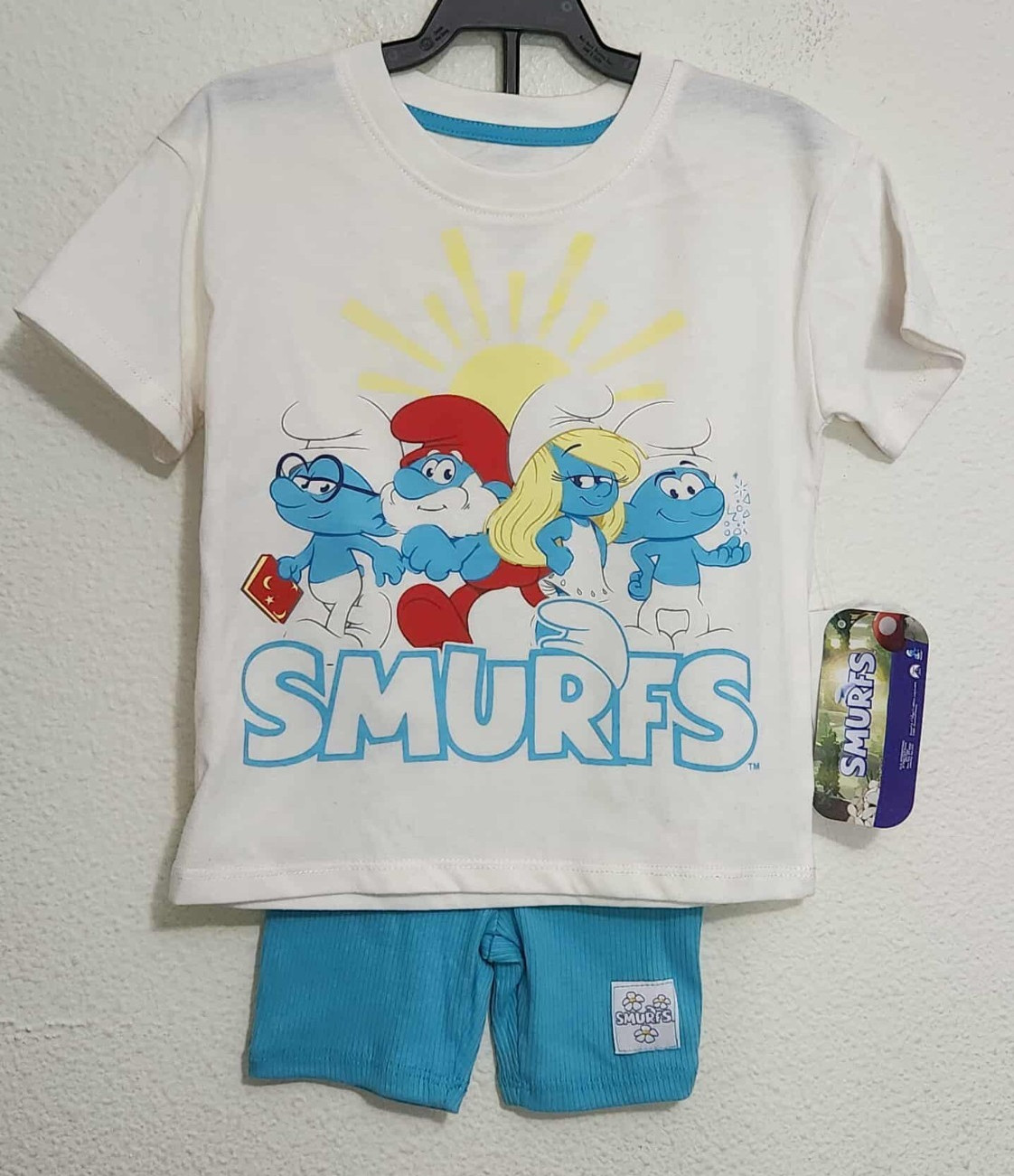 2 Piece Smurfs Graphic Print Toddler Size 2T Outfit Shortsleeve Shirt & Shorts