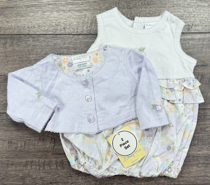 Baby Girl Clothes New Vintage Lullaby Club Newborn 2pc Floral Romper Outfit