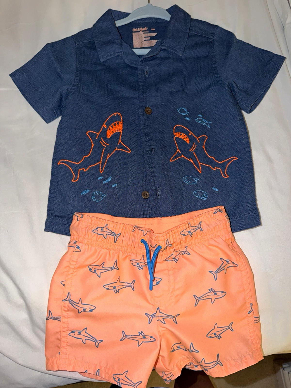 Cat & Jack Boys 18 Months 2pc Swim Shorts Set w/ matching Short Sleeve Shirt