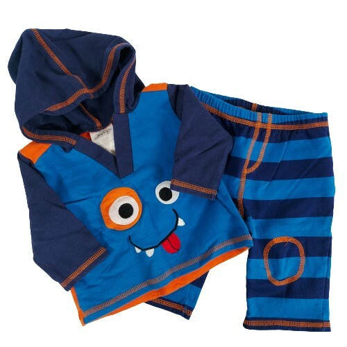Baby Starters 3-6 Month 2 Piece Set Blue and Orange Monster