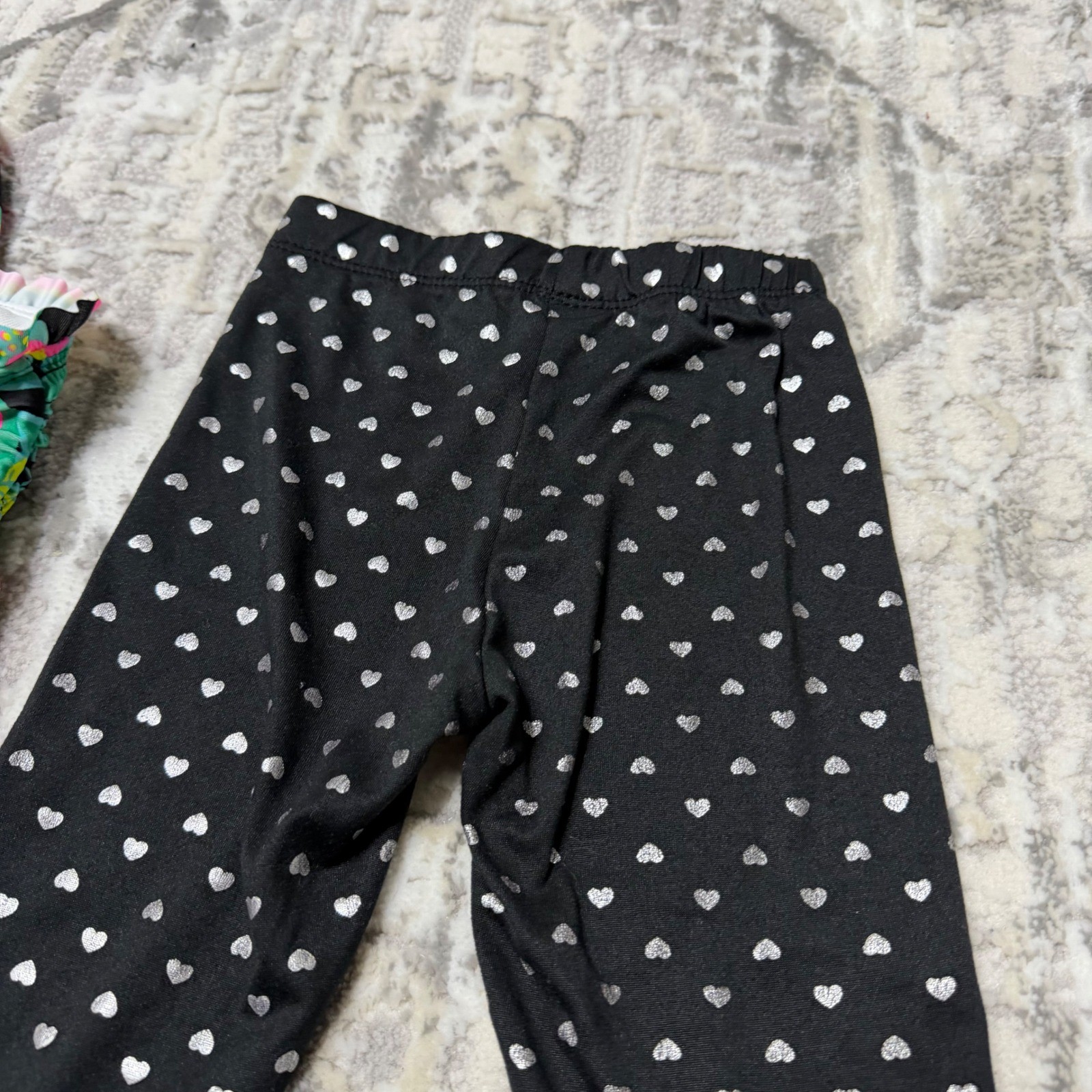 Cat & Jack Girls Lot 2pc 2T Toddler 24M Tropical Swimsuit NWT and Heart Leggings