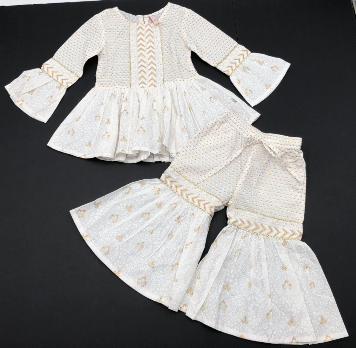 New Gulab Chand 100% Cotton Kurta & Ruffled Pant Baby Girl outfit size 1 year