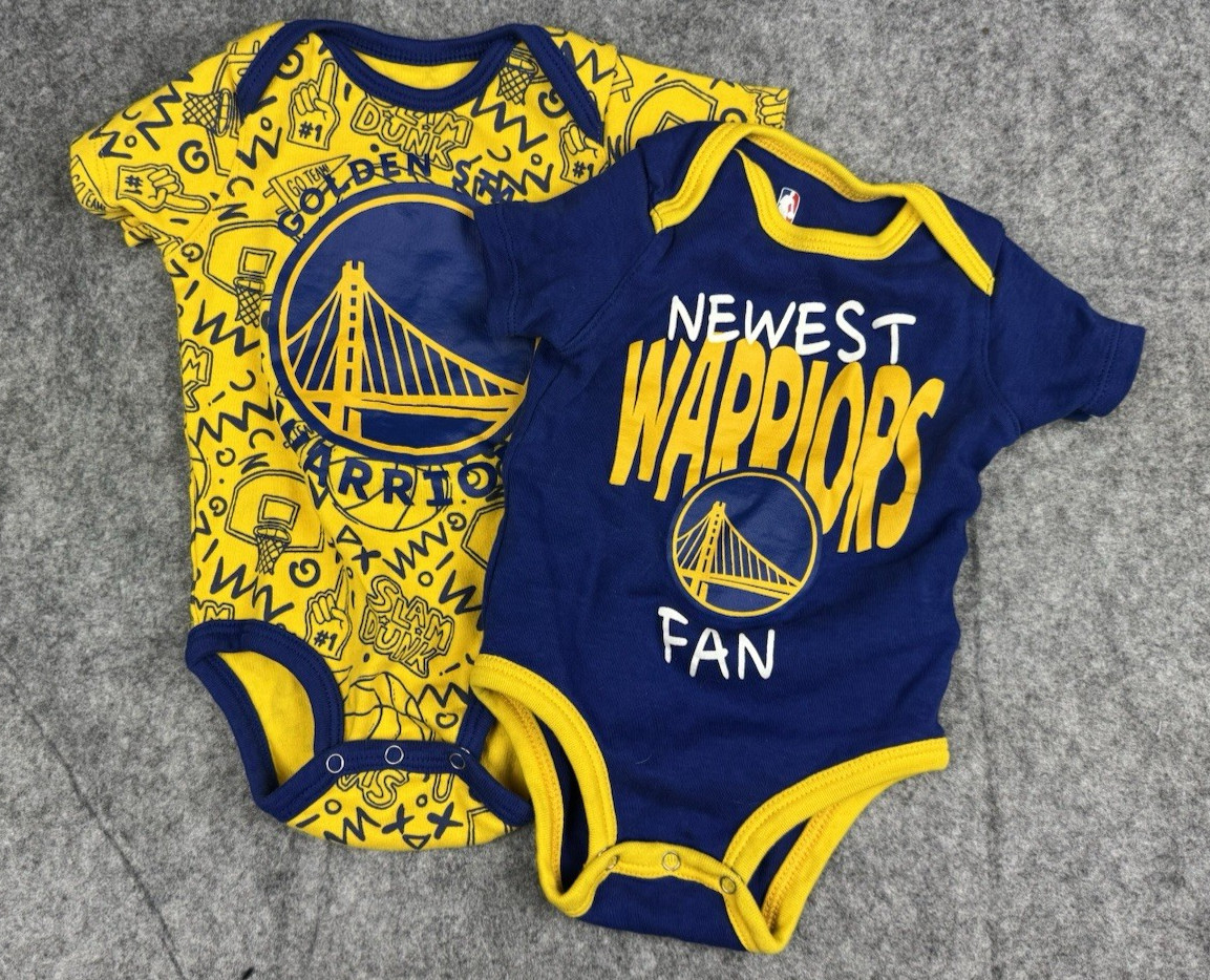 Golden State Warriors 3-6 Months Bodysuits 2 Set Basketball Baby Boys Girl NBA