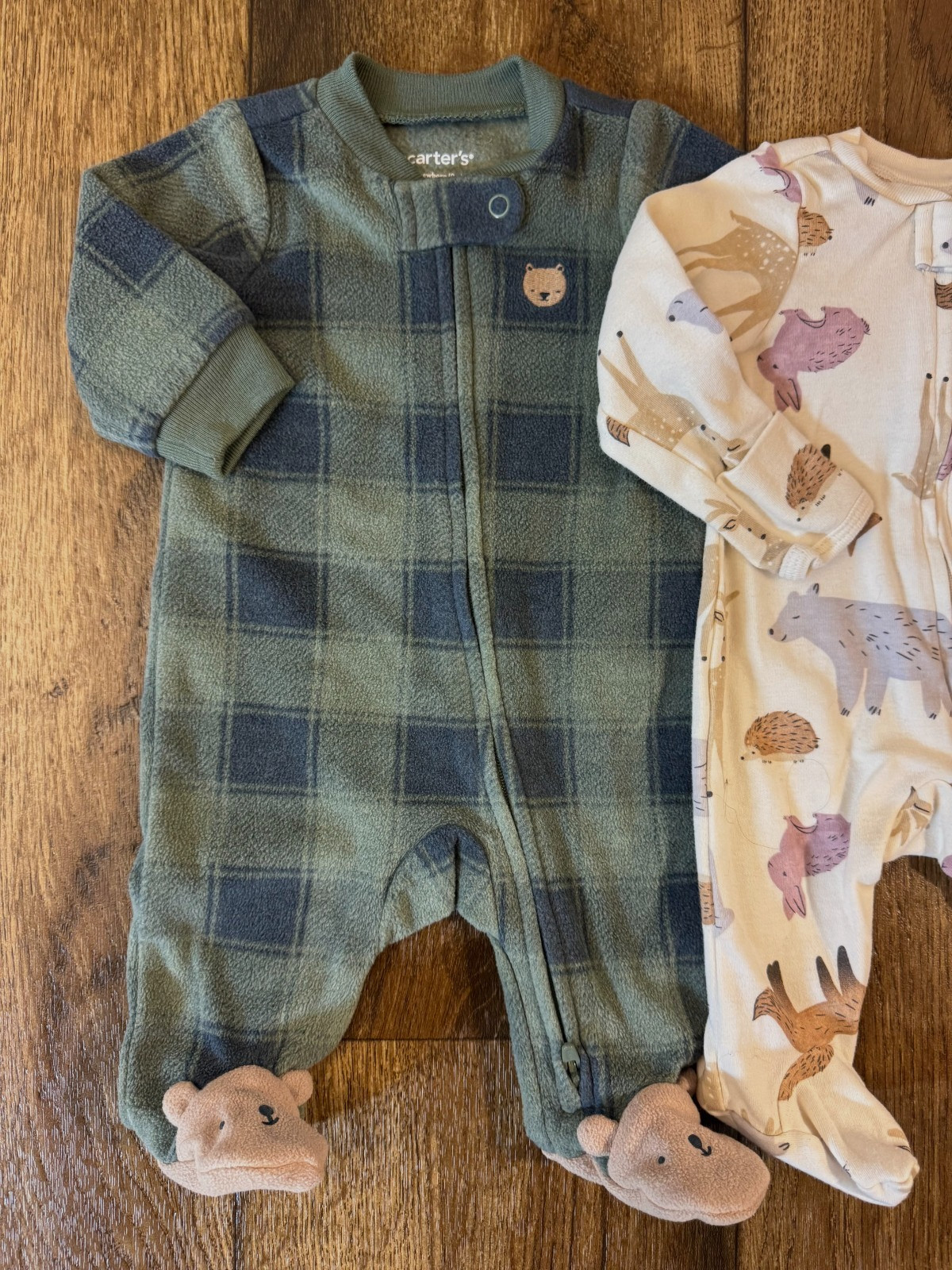 Baby Boy Sleepers Newborn Clothes 2 Way Zipper Footies Lot Bundle Animals 1 PC