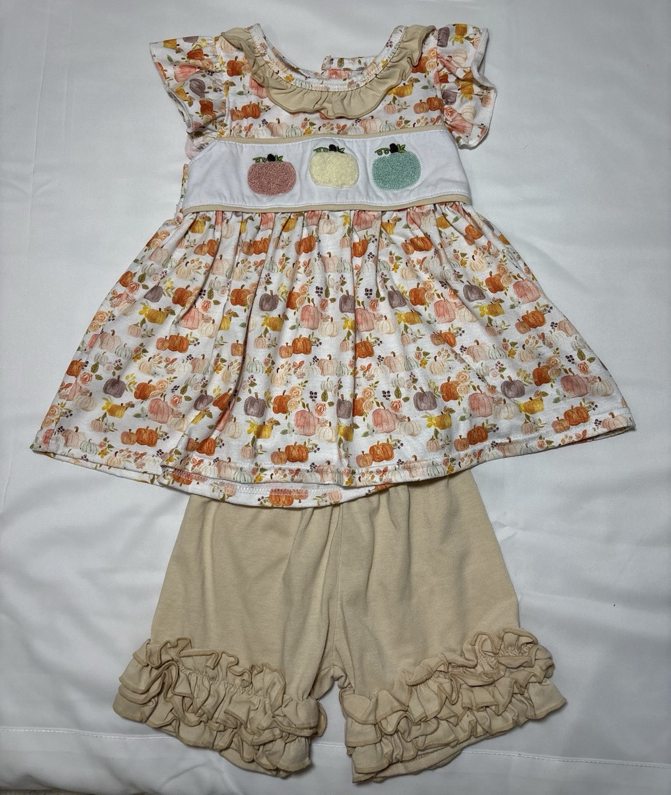 Abby & Evie Pumpkin Print 2 Piece Set Girls 2T Fall Outfit