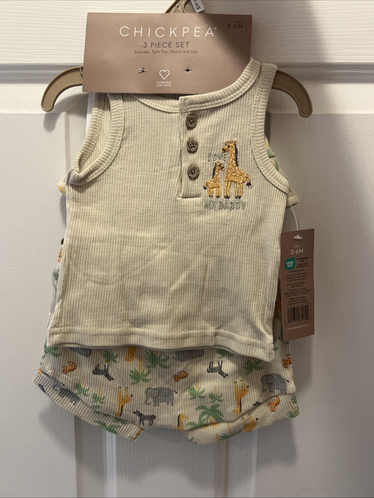 NWT Chickpea 3 Pc Baby Outfit Zoo Tank Top Shorts Hat 3 6 Months Love My Daddy