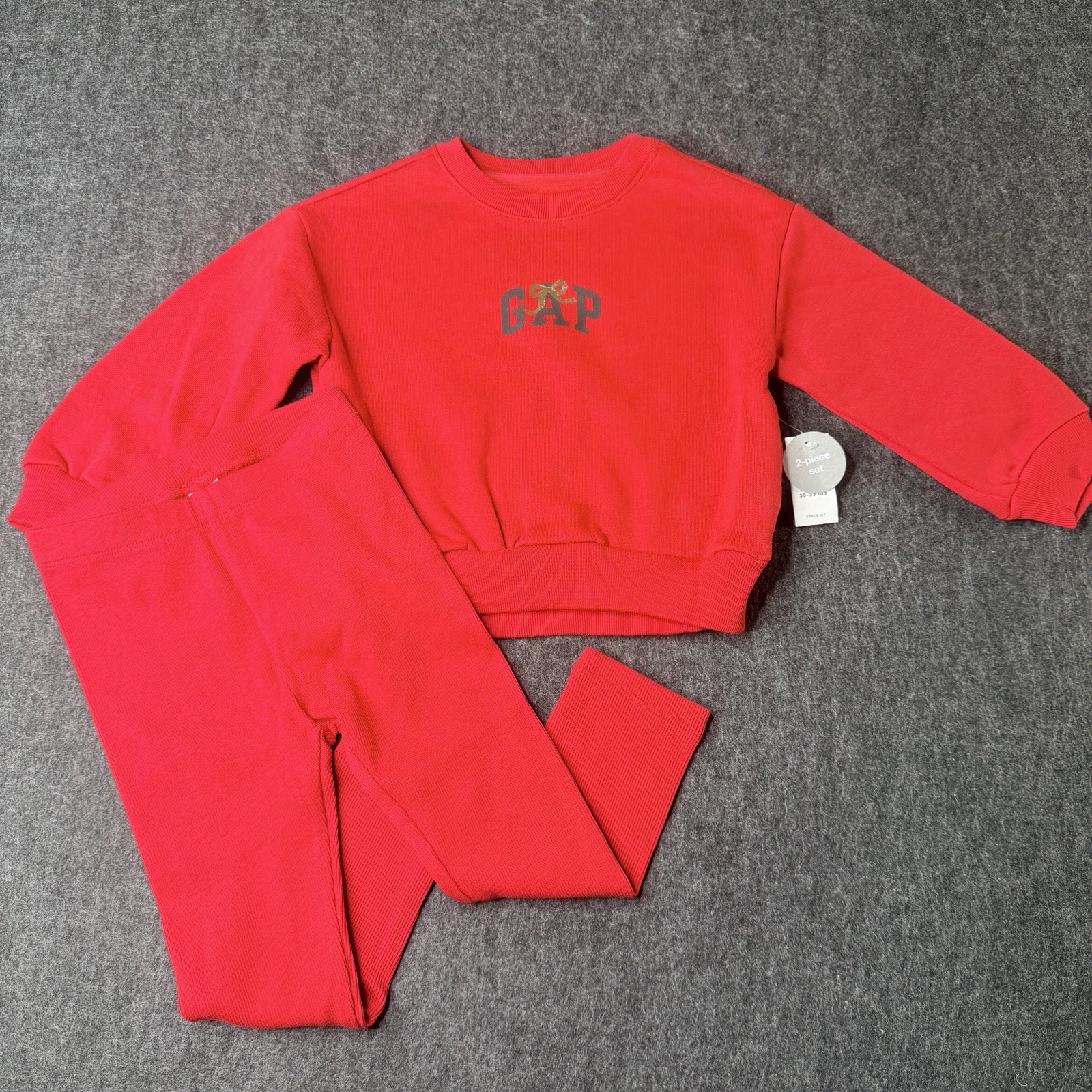 GAP Baby and Toddler Girls Sweatshirt and Pants Set Red Bow Logo Size 2T