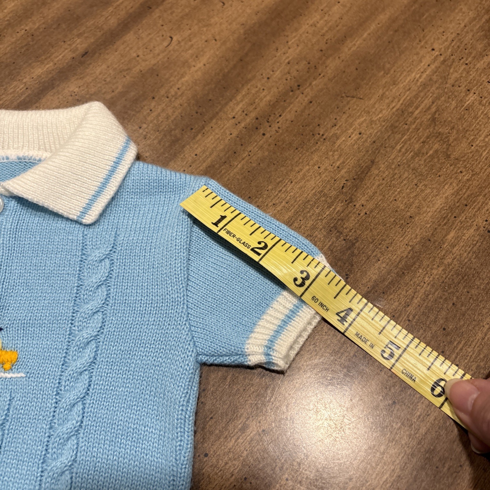 Vintage Retro BABY Boy Knit Soft Cable Sweater 0-6 ? Months Blue Horse Wagon