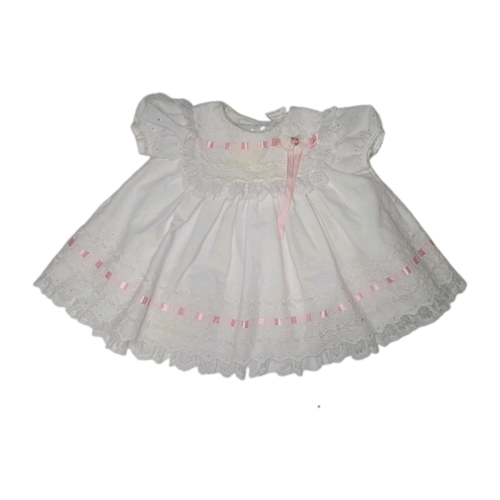 VTG Bonnie Baby 6-9M Timeless Heirloom Dollette Lace Ribbon Baptism Dress Set