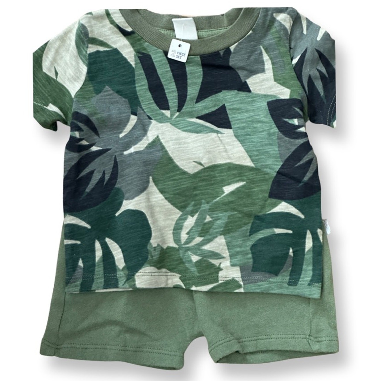 Tucker + Tate Shorts Set Tropical Floral Print Short Sleeve Green Kid’s 3M NWOT