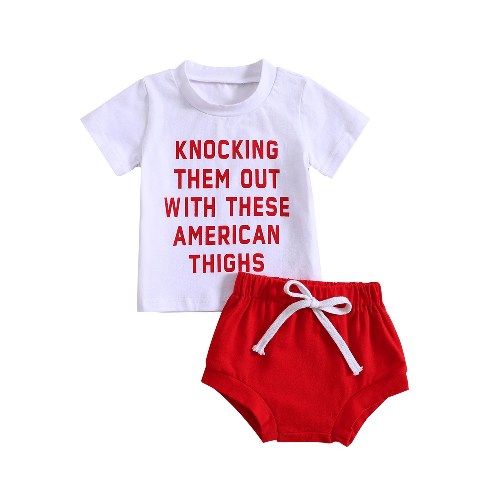 Infant Baby Summer Girl 4th of July Outfit Short Sleeve Letter Print Tops Shorts
