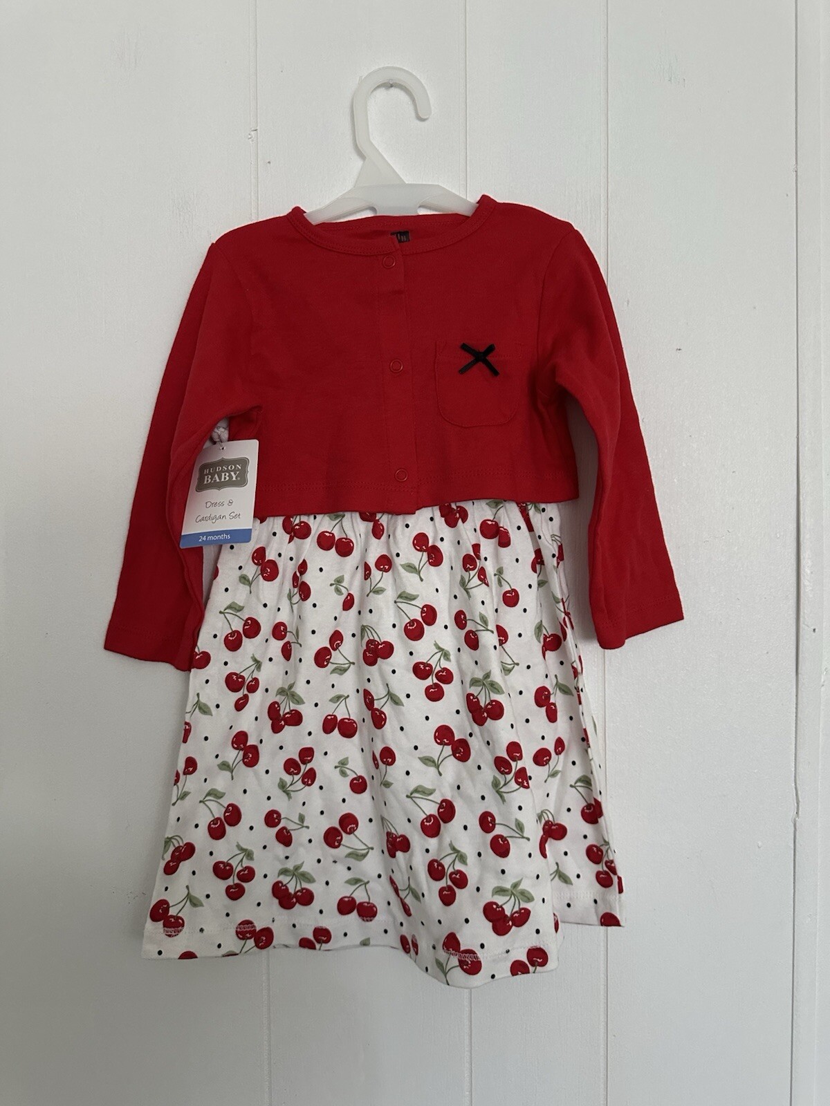 Hudson Baby Toddler Dress and Cardigan Set Cherries 24 Months NWT