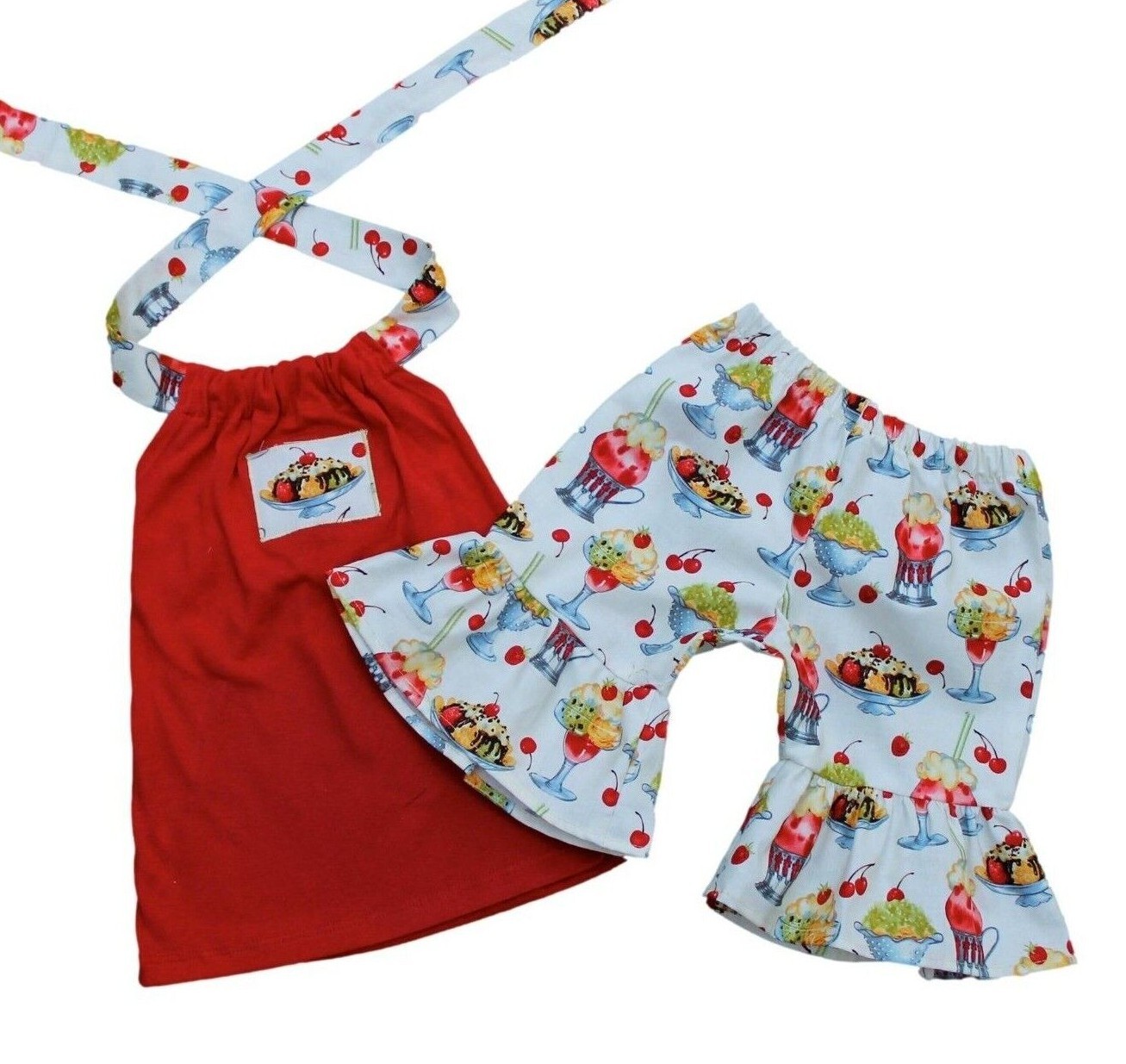 Ice Cream Social Retro Ruffles Short Summer Girl Outfit | Lil’ Bug Clothing