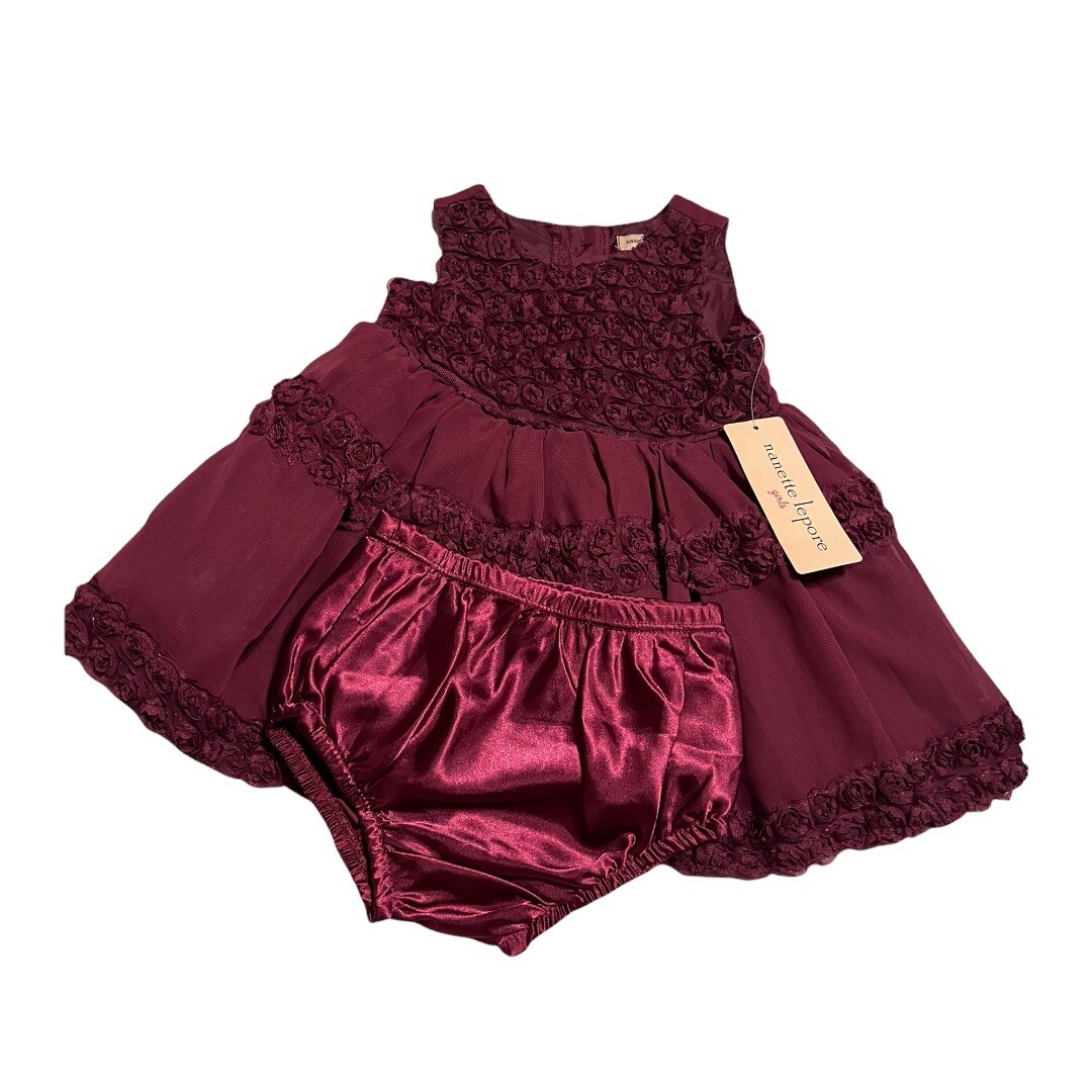 Nanette Lepore Infant Sleeveless Dress with Diaper Cover Wine