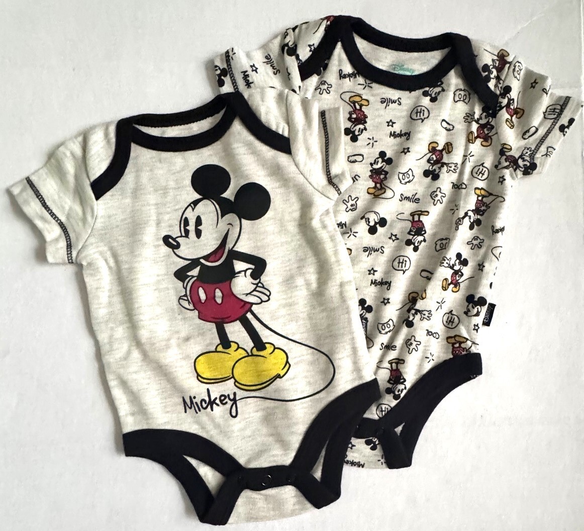 DISNEY BABY 2 piece set gray/red/black MICKEY MOUSE motif size LARGE NEWBORN