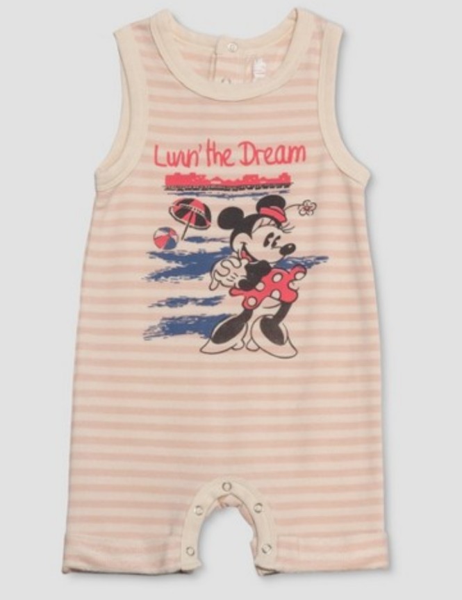 NEW DISNEY X JUNK FOOD MINNIE MOUSE BABY ROMPER BODYSUIT OUTFIT SIZE 6-9 MONTHS
