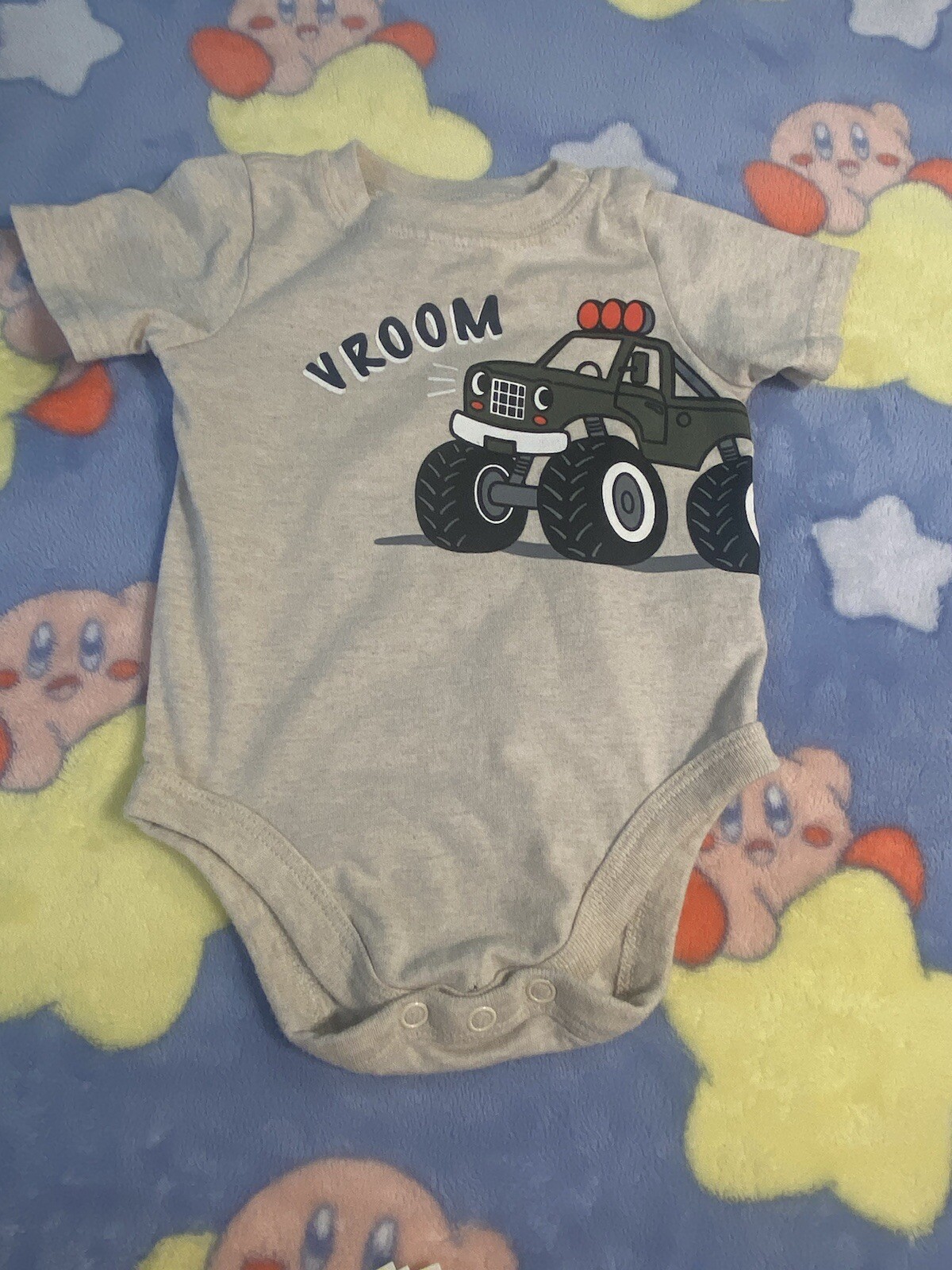 New Born Infant Baby Boy Outfit 0-3 Months Monster Truck Vroom Bodysuit Summer