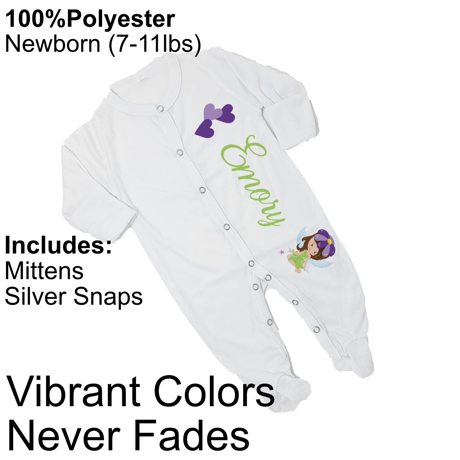 Baby Girl Personalized Fairy Woodland VS2 Footed Sleeper Coming Home Outfit