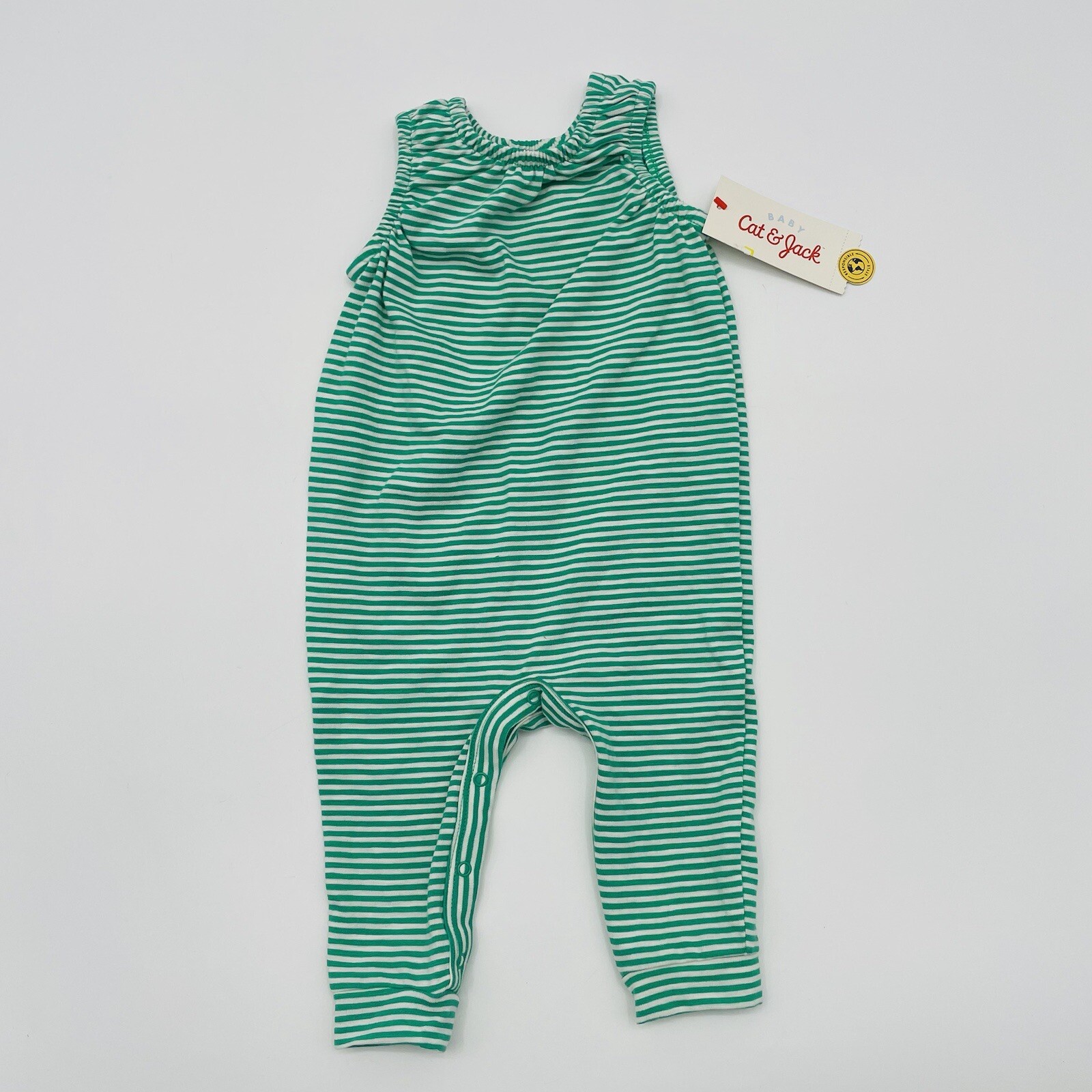 Cat & Jack Unisex Baby 3-6 Months Striped Slub Jersey Romper in Green/White 2054