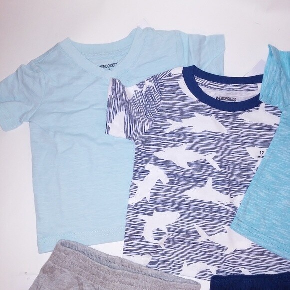 Set of 5 Wonderkids Boys Toddler Infant 12 Months T Shirt & Shorts Outfits