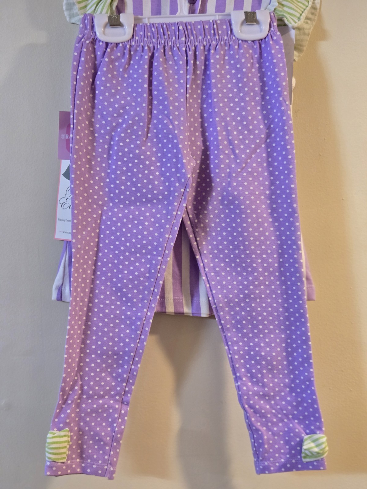 Rare Editions Girls Outfit Size 3T Butterfly Purple and White Polka Dot /Stripes