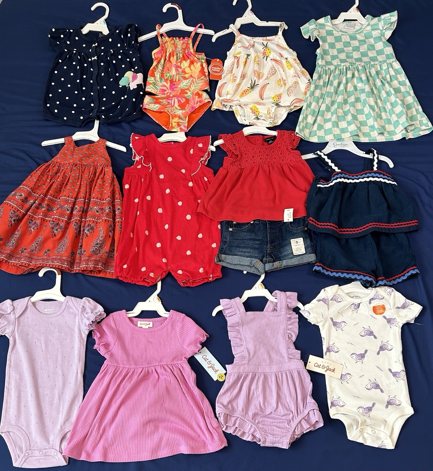 Huge Lot Baby Girls Clothes 12 Months NEW & EUC Summer Dress Carters Tommy 7 OAM