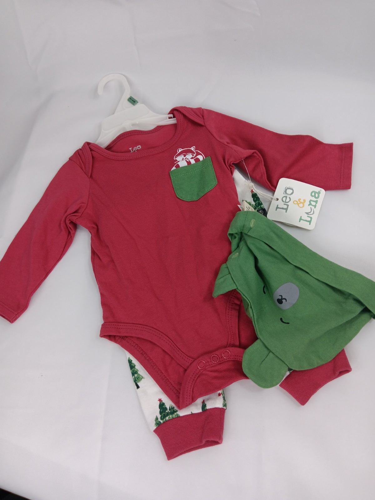 NEW 3 Piece Set LEO & LUNA Shirt Pants Hat size 3-6Months 100% Organic Cotton