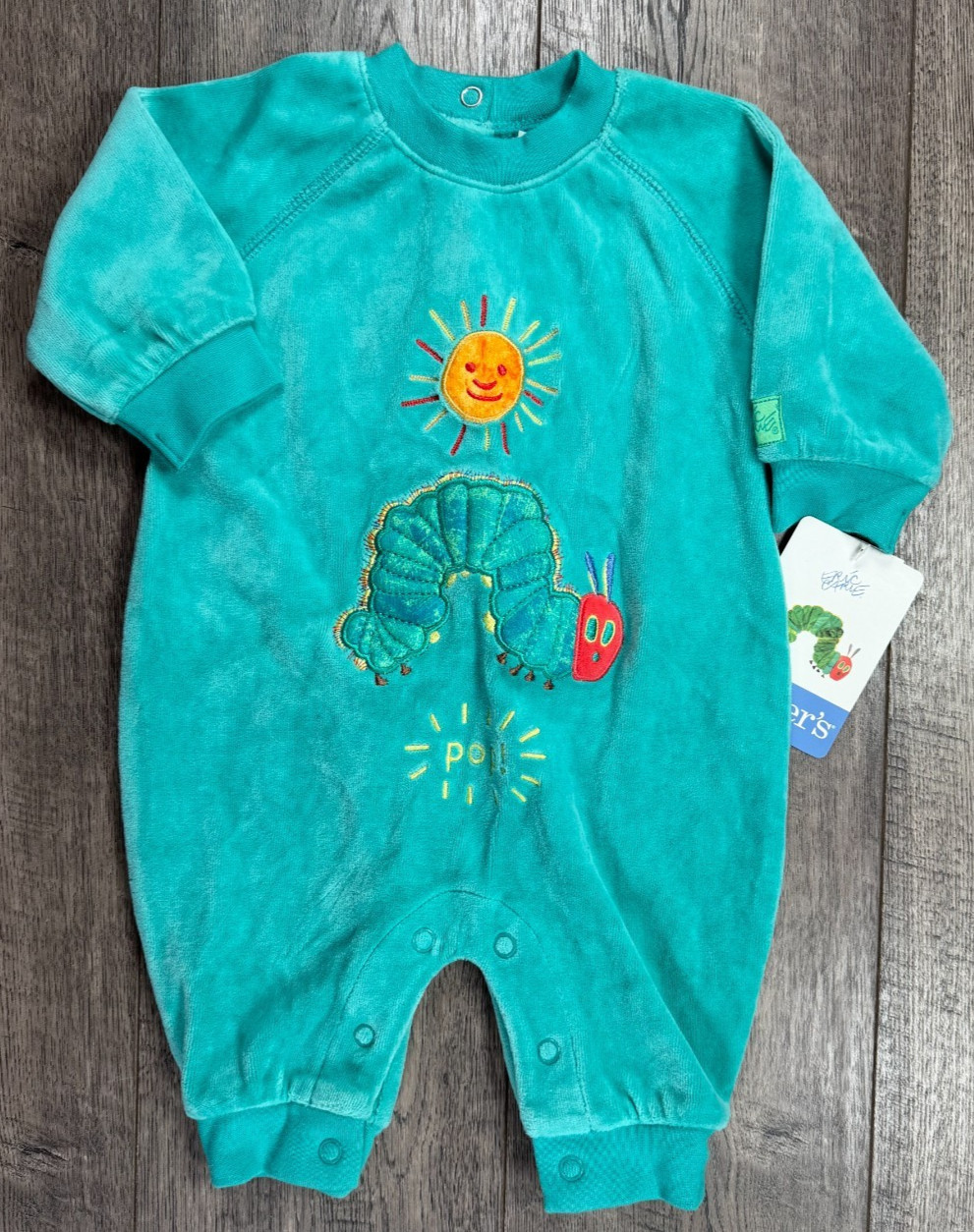 Baby Boy Clothes New Vintage Carter’s 0-3 Month Green Velour Caterpillar Outfit