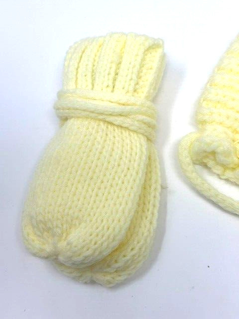 Vintage Japan Cradle Knit Yellow Maize 4 pc infants legging set hat gloves