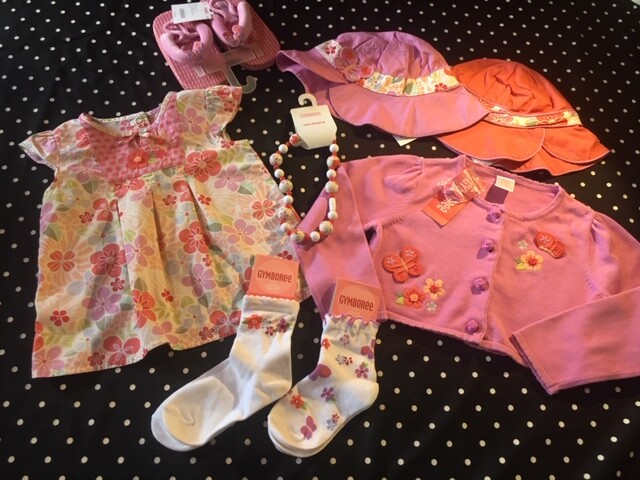 Vtg Gymboree Tea Garden top sweater socks hat sandals flipflops 2T 3T necklace