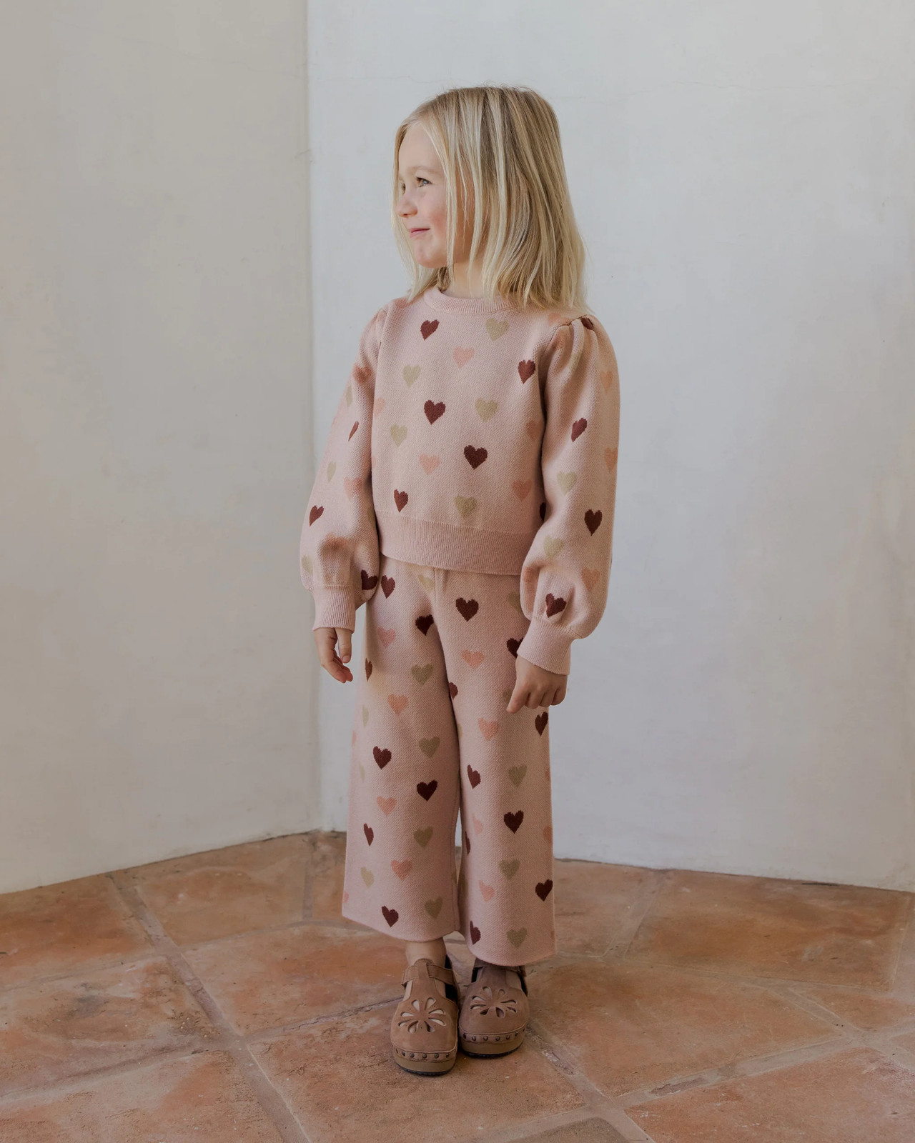 Rylee + Cru Girls Jacquard Knit Hearts Top and Pants Set 8-9 Years