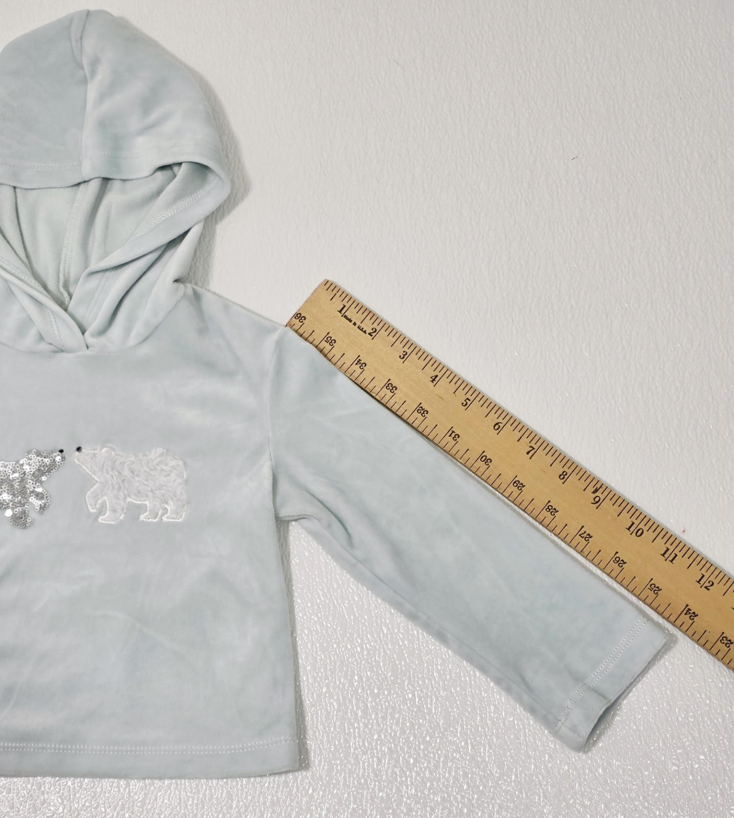 3T light blue velour Hooded sweatshirt and sweatpants set with Polar Bear.