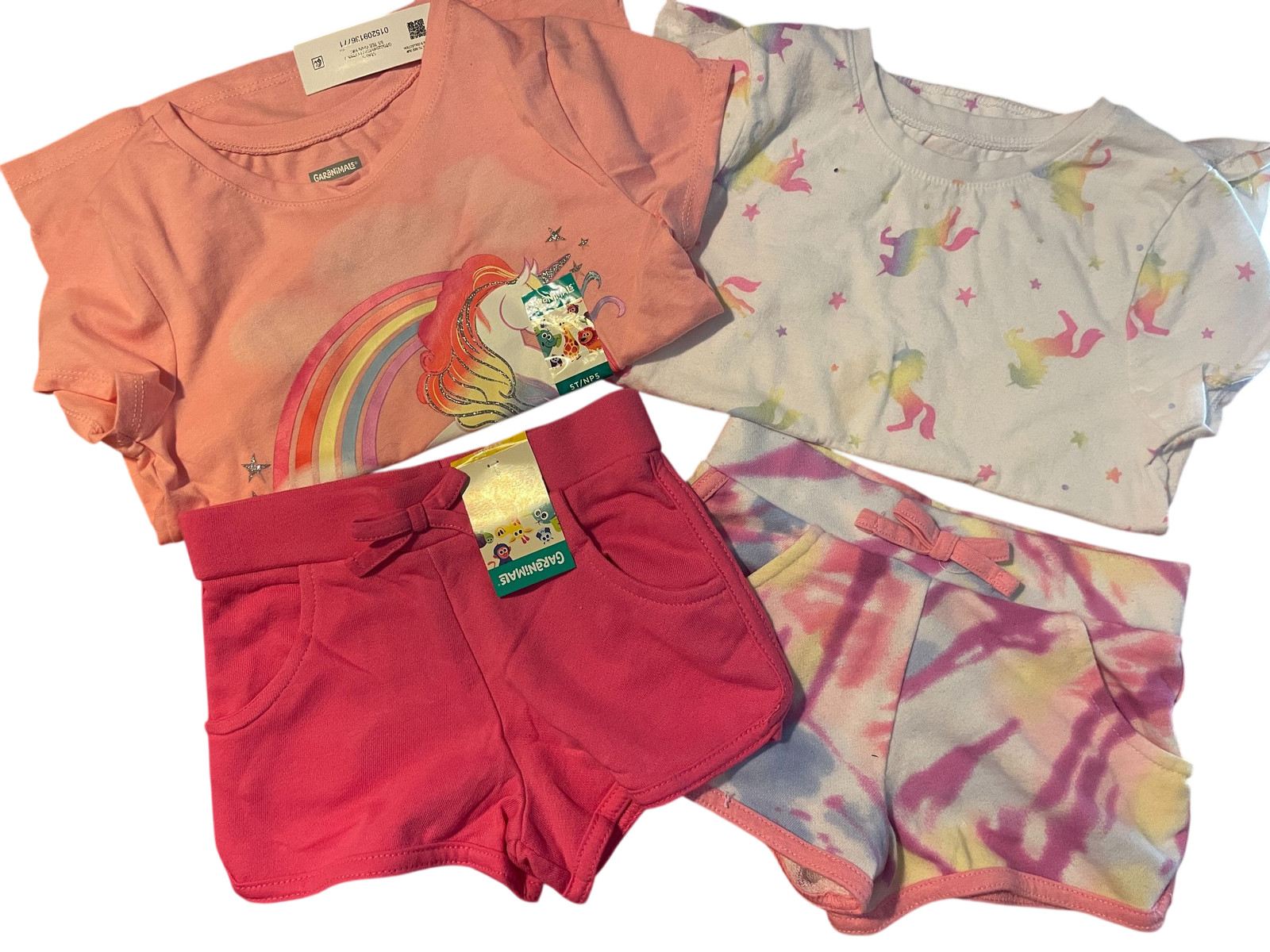 Garanimals Girls Shorts Tee Set 3T 5T Unicorn Rainbow Pink Summer LOT