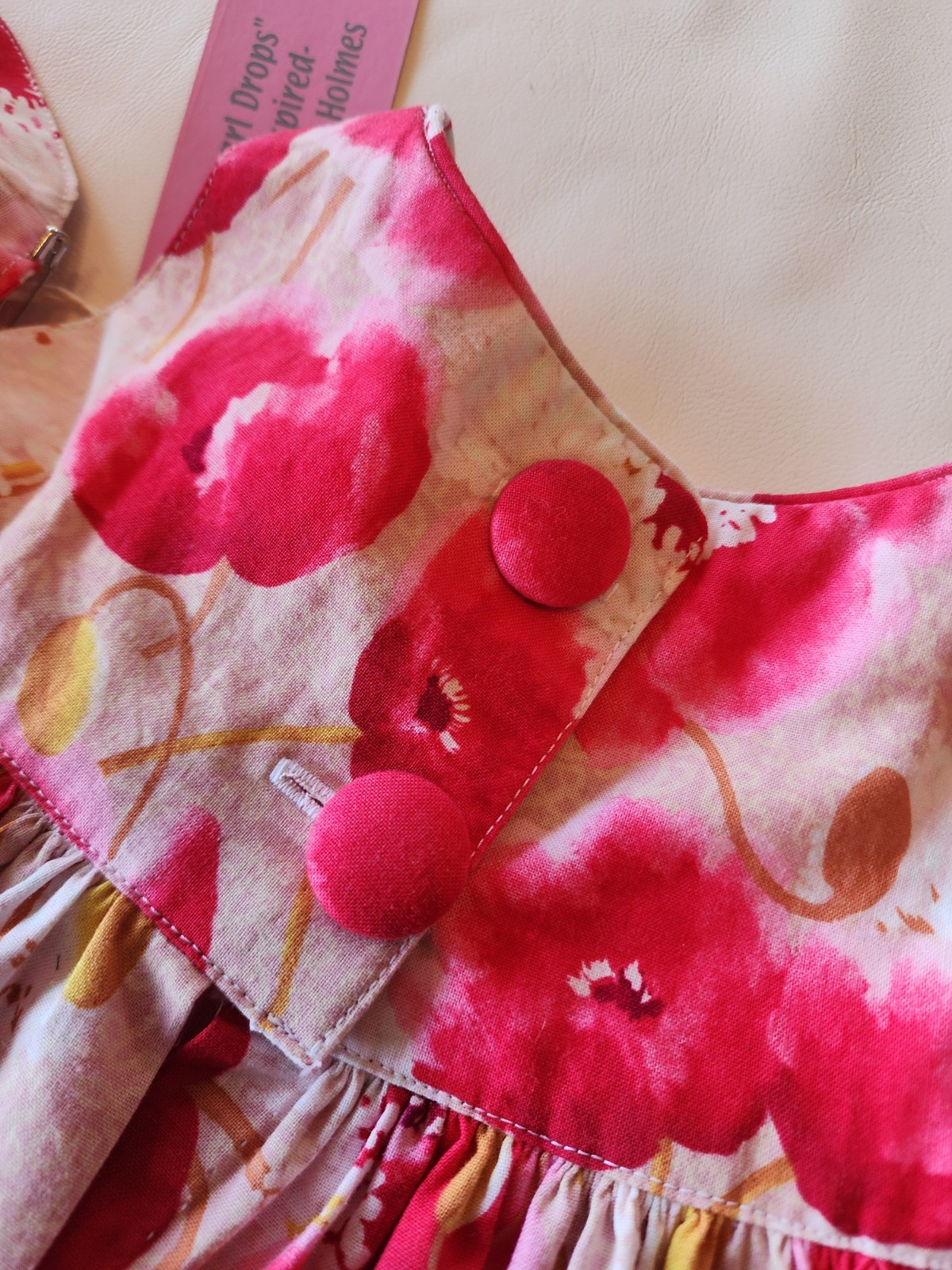 New, one of a kind, Infant 0-6M Dress & Hat, Floral, quality made by seller.