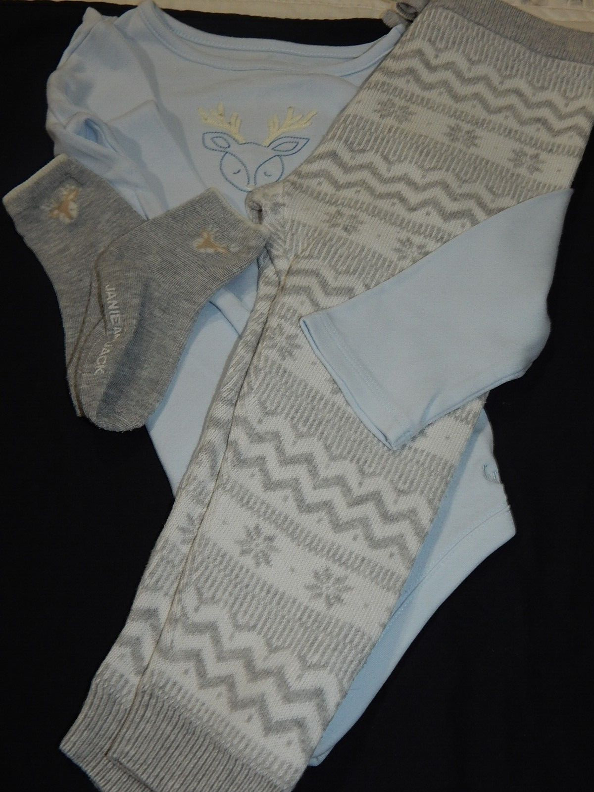 Janie and Jack Boys 18-24 DEER Knit Sweater Leggings One Piece And socks BUNDLE