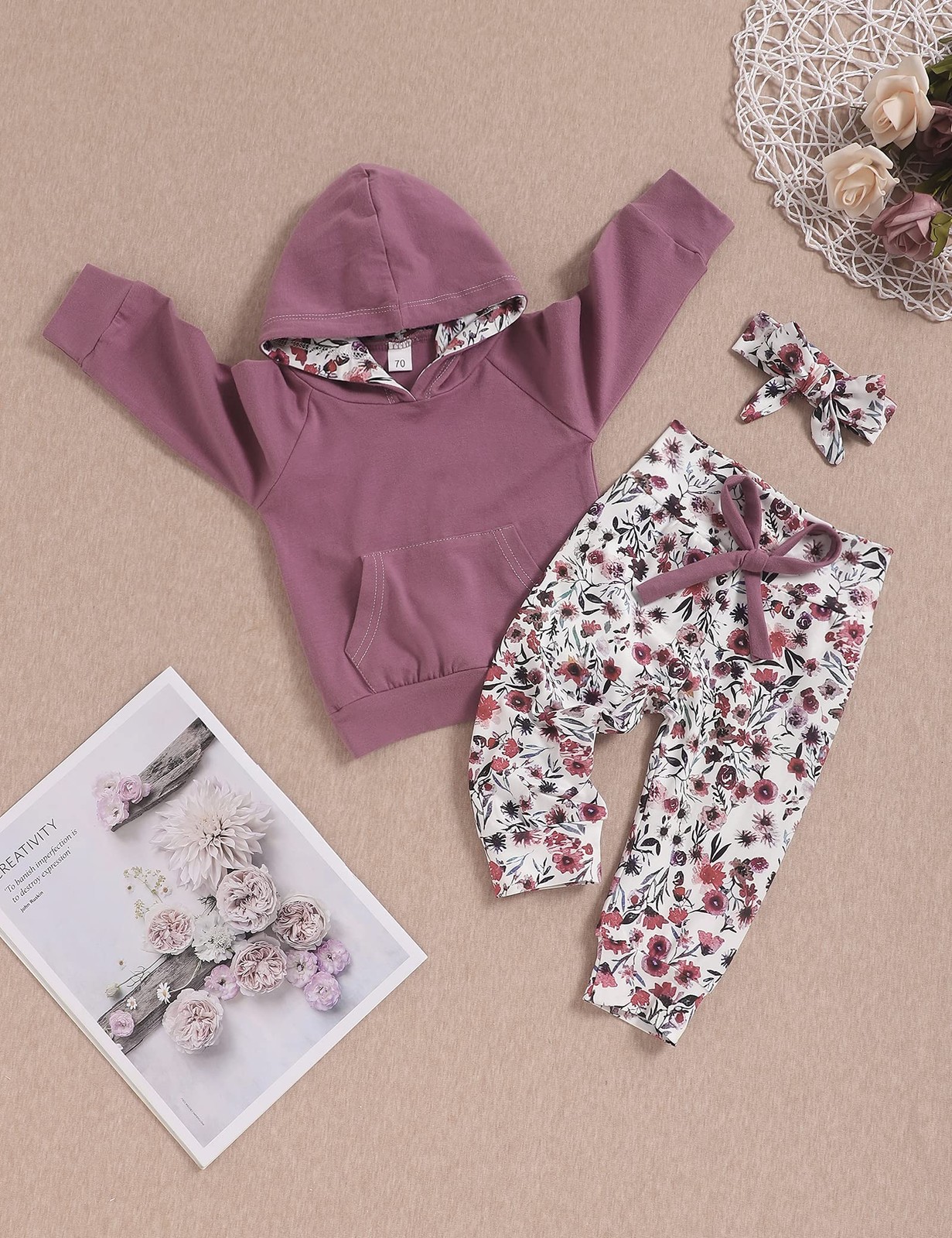 oklady Winter Clothes for Baby Girl 1824 Months Long Sleeve Hoodie Flower Pri…