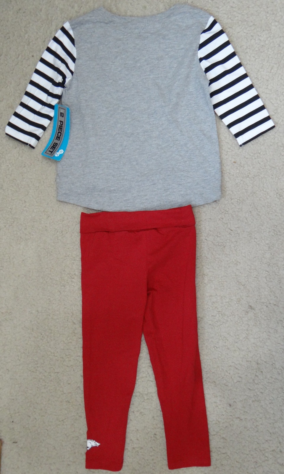 NWT GEN2 SPORTS University of Arkansas Razorbacks gray/red Top & Pant Set,3T