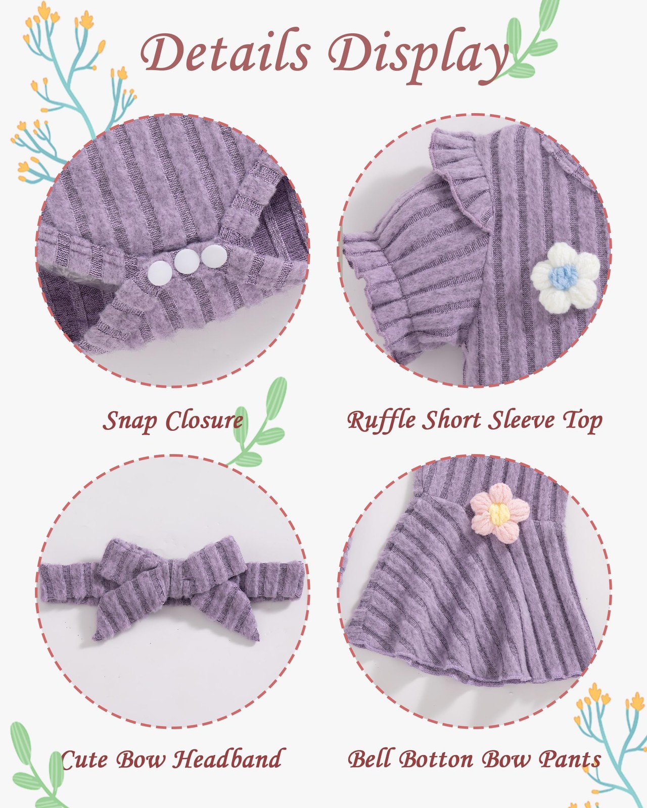 Vibebox Baby Girl Clothes 3-6 Months Summer Short Sleeve Months, Purple